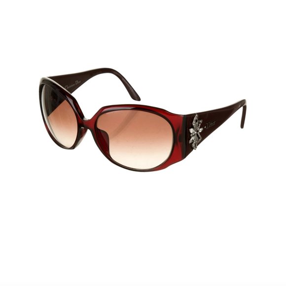Burgundy Christian Dior Frou FrouF Oversized Sunglasses with Crystals - Picture 2 of 9